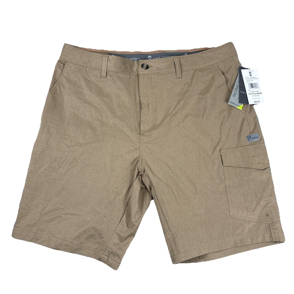 NWT Men's Free Country Taconic Ripstop Cargo Shorts - Size 38 - Khaki